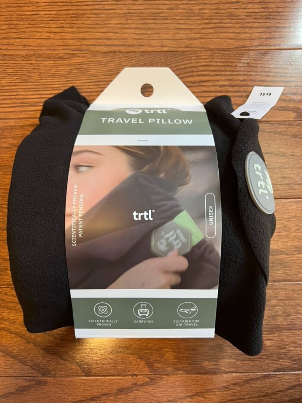 trtl Travel Pillow Black with Travel Pouch